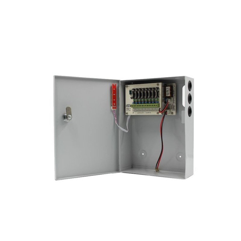 Surse alimentare 12V pentru camere Surse alimentare CCTV 5A 8 iesiri cu backup STR1205-08CB Strong Euro Power