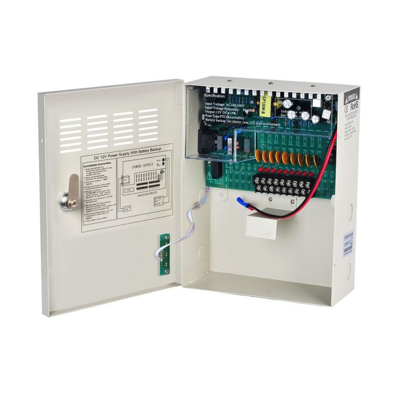 AndGoodSursa alimentare 12V / 10A cu 9 iesiri cu back-up