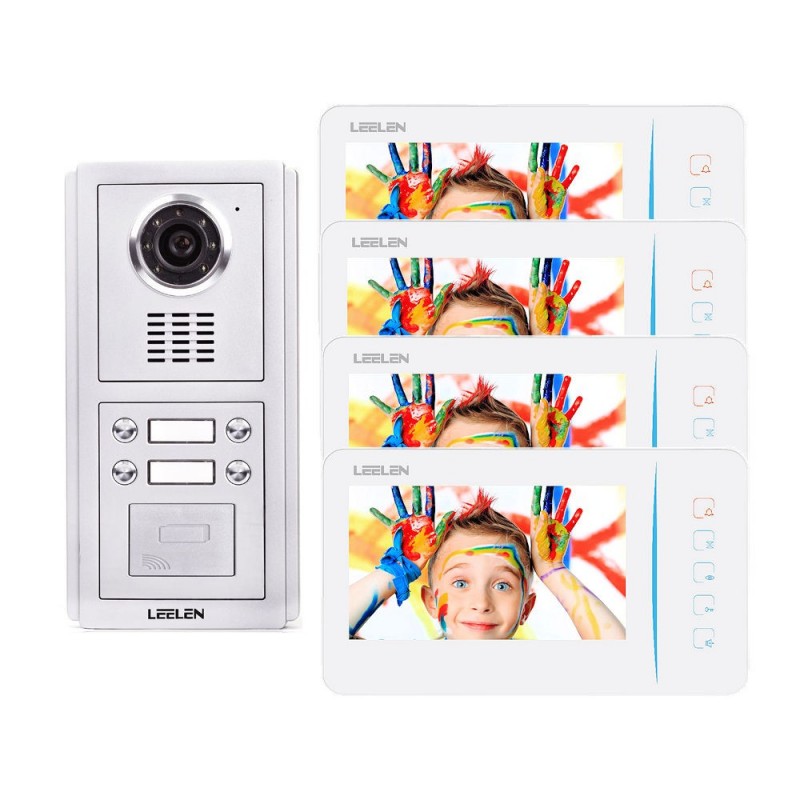 Videointerfoane Videointerfon Leelen N60 pentru 4 apartamente cu cititor de card Leelen