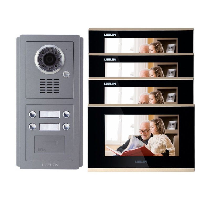 Videointerfoane Videointerfon IP LEELEN 4 familii cu cititor de card Leelen