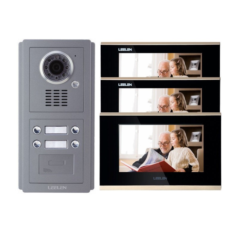 Videointerfoane Videointerfon IP LEELEN 3 familii cu cititor de card Leelen