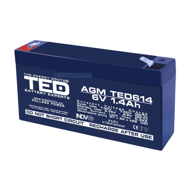 TEDBATERIE AGM TED614F1 6V 1.4Ah