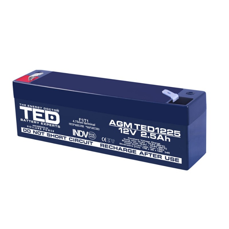 Baterii AGM VRLA BATERIE AGM TED1225F1 12V 2.5Ah TED Baterii AGM VRLA BATERIE AGM TED1225F1 12V 2.5Ah TED