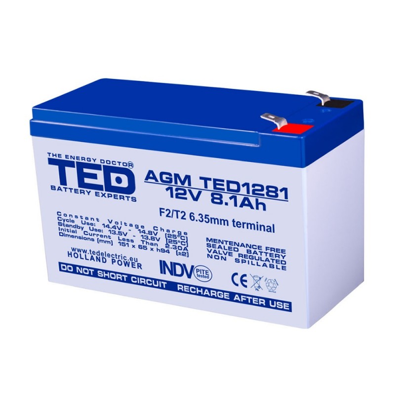 TEDBATERIE AGM TED1281F2 12V 8.1Ah TEDBATERIE AGM TED1281F2 12V 8.1Ah