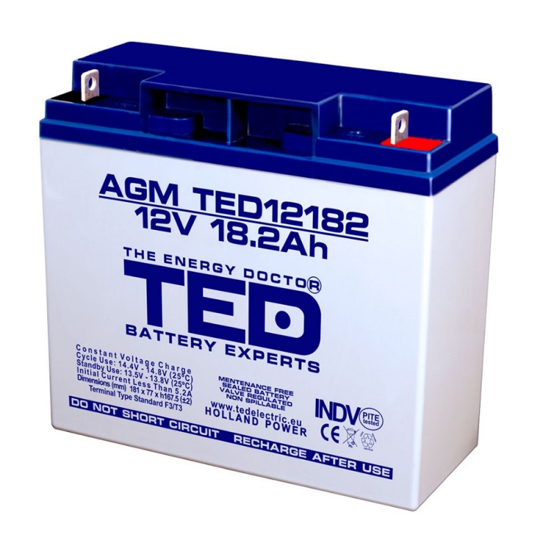 Baterii AGM VRLA BATERIE AGM TED12182T3 12V 18.2Ah TED Baterii AGM VRLA BATERIE AGM TED12182T3 12V 18.2Ah TED