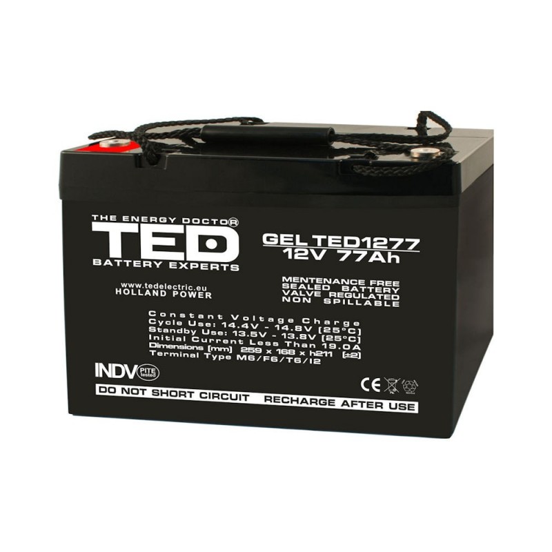 BATERIE AGM GEL TED1277M6 12V 77Ah BATERIE AGM GEL TED1277M6 12V 77Ah