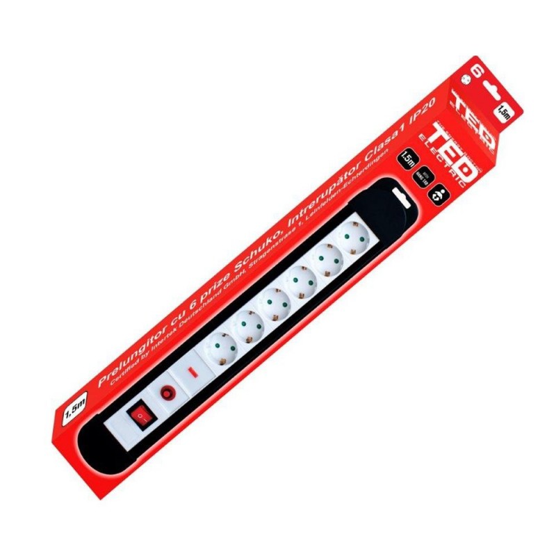 TEDPRELUNGITOR CU PROTECTIE 1.5M 6 PRIZE SCHUKO DZ086782 TED ELECTRIC