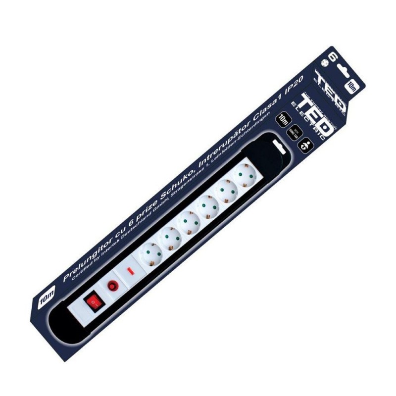 TEDPRELUNGITOR CU PROTECTIE 10M 6 PRIZE SCHUKO A0059021 TED ELECTRIC
