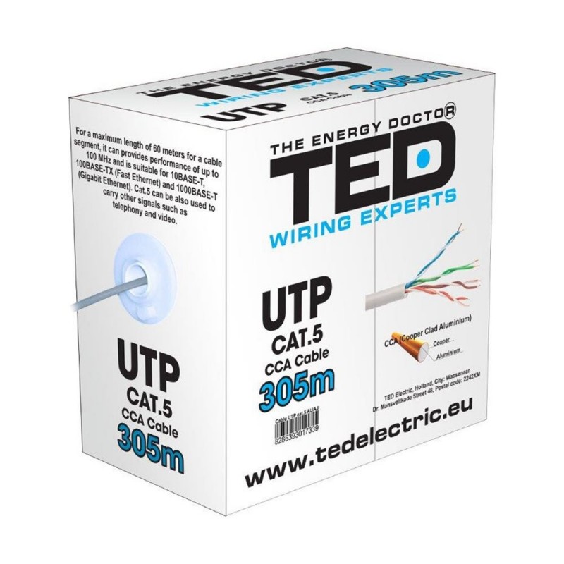 TEDCABLU UTP CATEGORIA 5E 2 x 4 FIRE CCA TED DZ085417 TED ELECTRIC