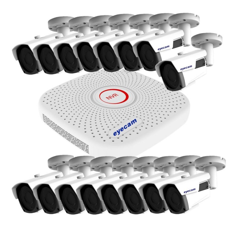 EyecamSistem supraveghere video IP 16 camere exterior Starvis 60m 1080P Eyecam