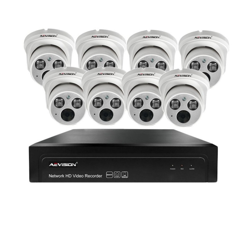 AEVISIONSistem supraveghere video IP 8 camere dome 30m 1080P Aevision