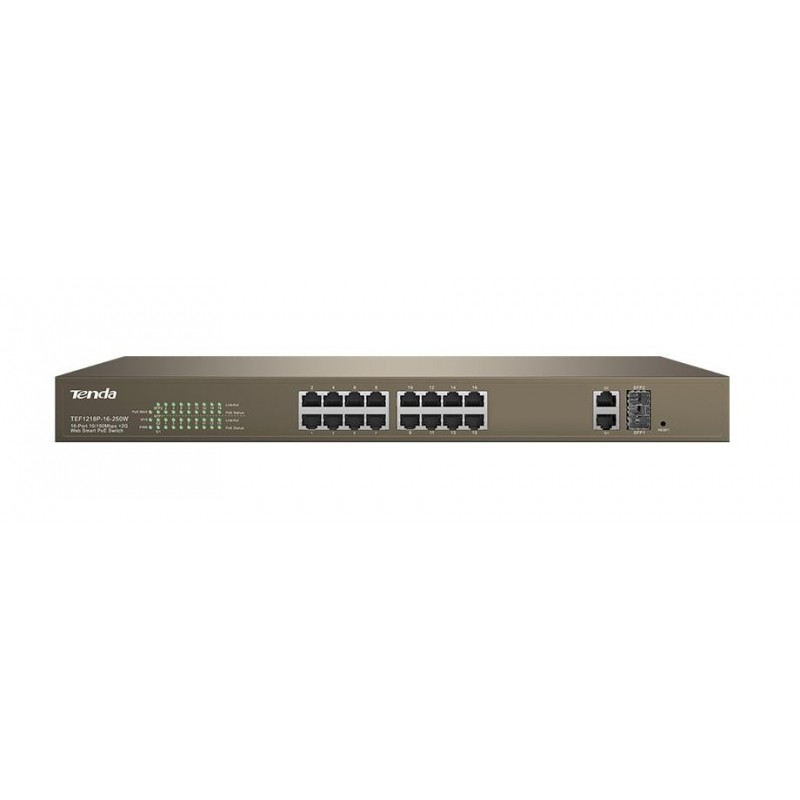 Switch TENDA 16-PORT+2GB WEB SMART POE SWITCH TENDA
