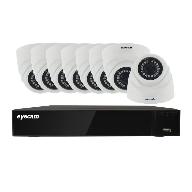 EyecamSistem supraveghere video 8 camere dome 5MP 20M