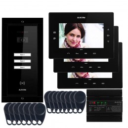 ELECTRAVideointerfon Electra Extra 7” pentru 3 familii montaj incastrat - negru