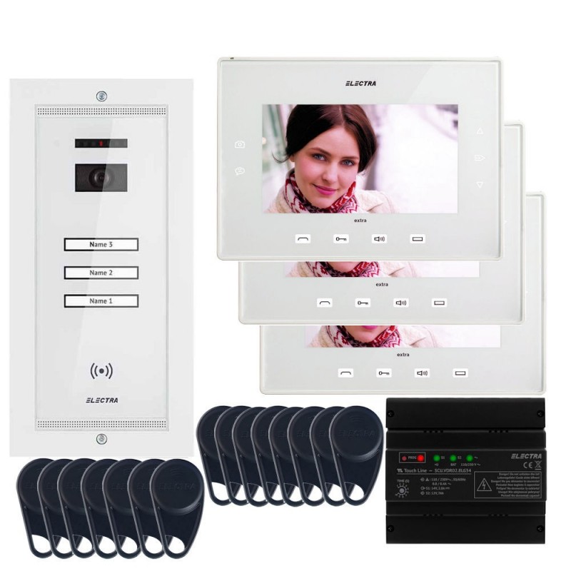 Videointerfoane Videointerfon Electra Extra 7” pentru 3 familii montaj incastrat - alb ELECTRA Videointerfoane Videointerfon Electra Extra 7” pentru 3 familii montaj incastrat - alb ELECTRA