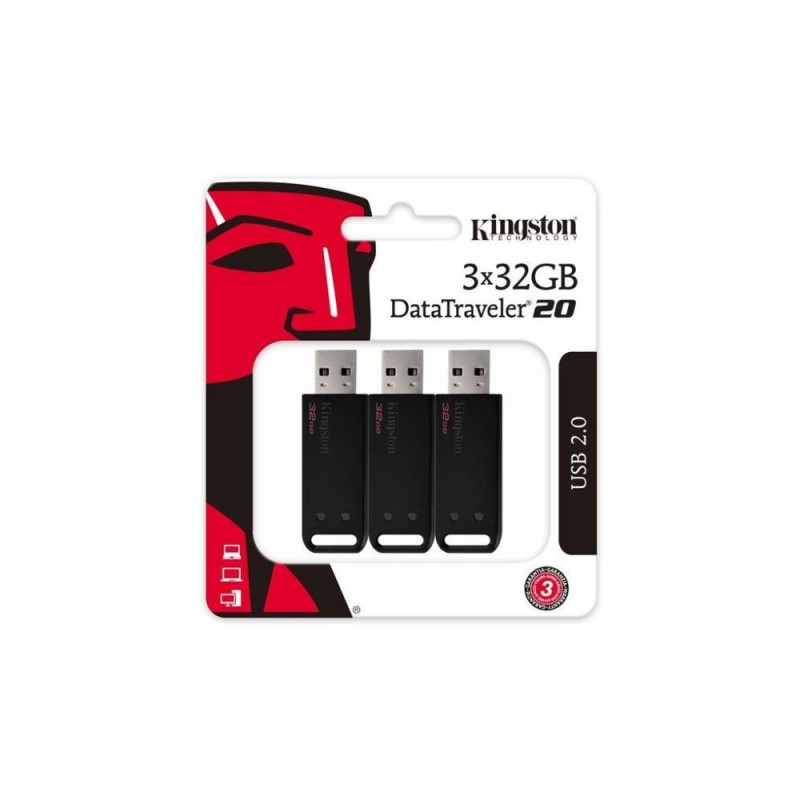 KINGSTONUSB 32GB KS 2.0 DT20/32GB-3P Pack x 3