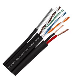 Cablu FTP autoportant cu alimentare 2x1.5, cat 5E, CUPRU 100%, 305m, negru TSY-FTP5E+2x1.50-MESS